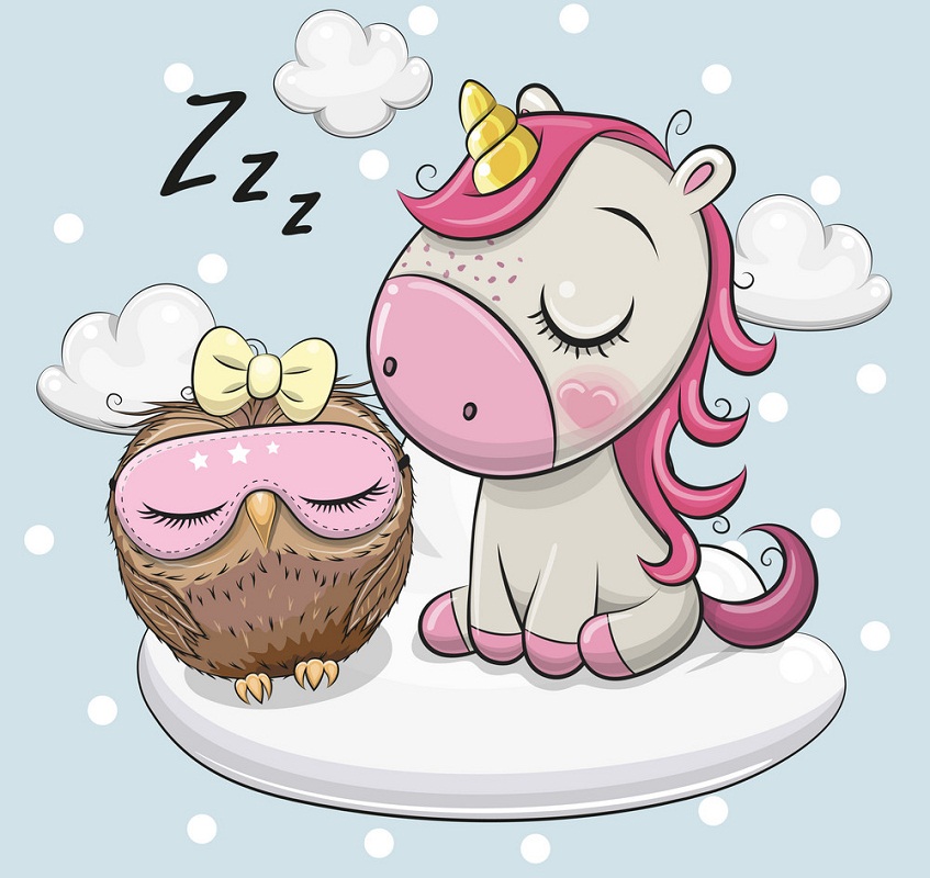 unicorn and owl sleeping