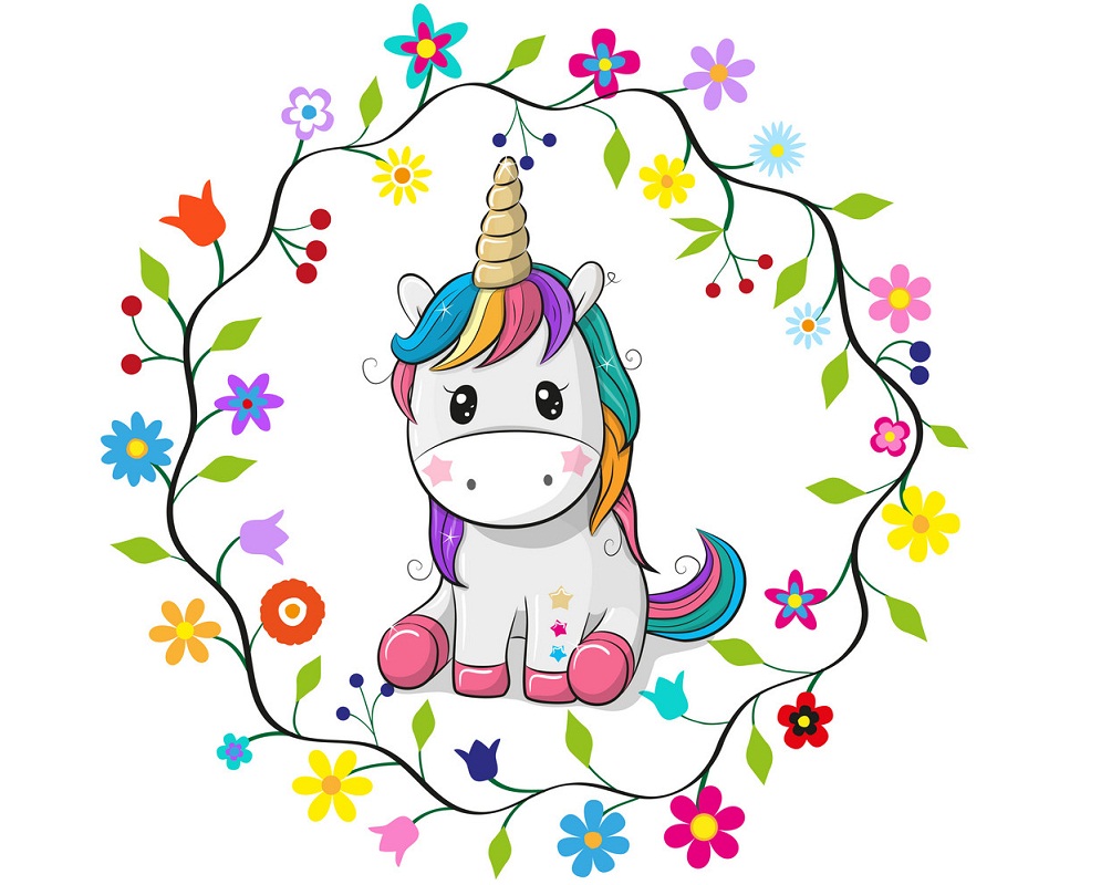 unicorn in flowers frame