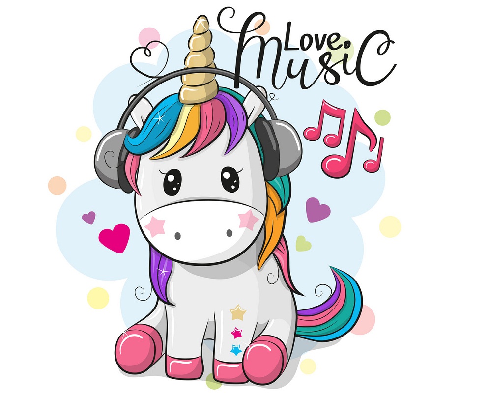 unicorn listening to music