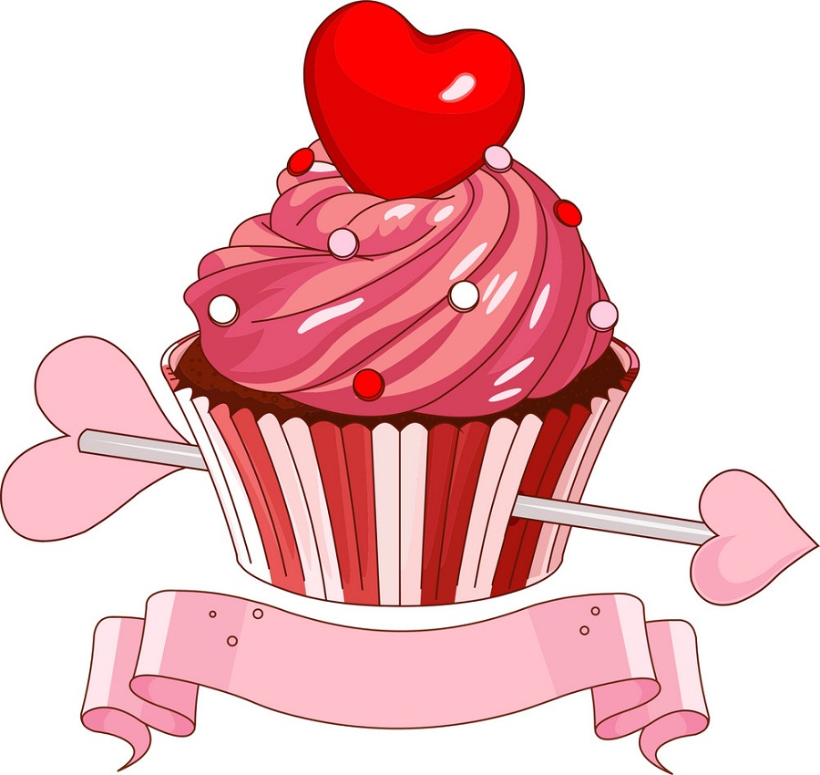 valentine cupcake with love arrow