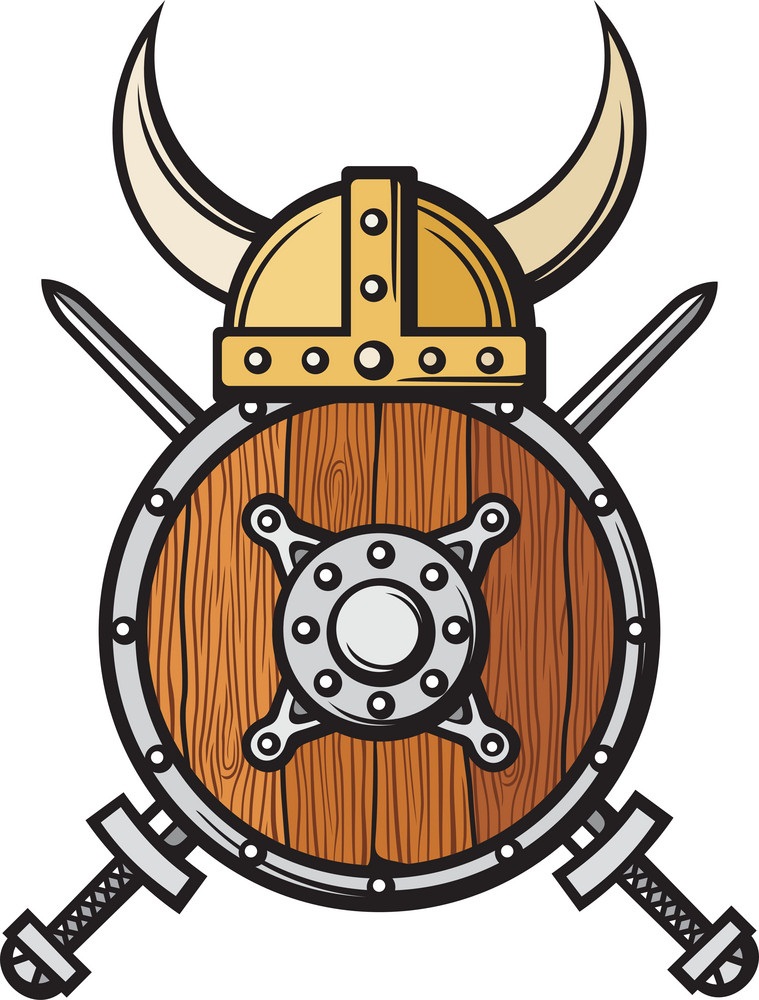 viking shield and crosses swords