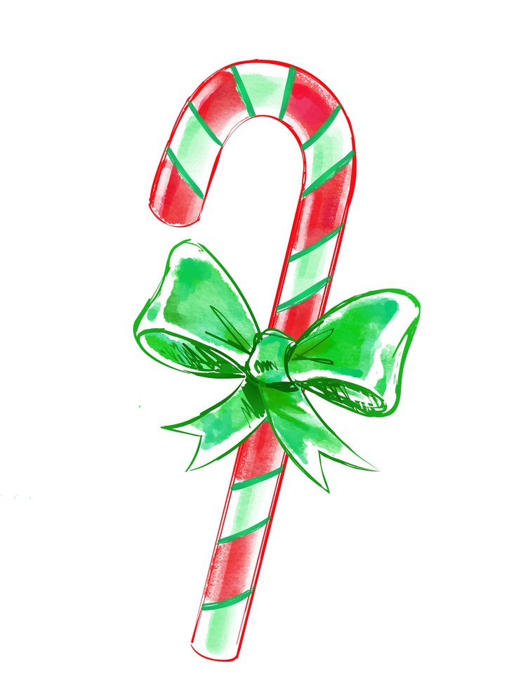 watercolor candy cane