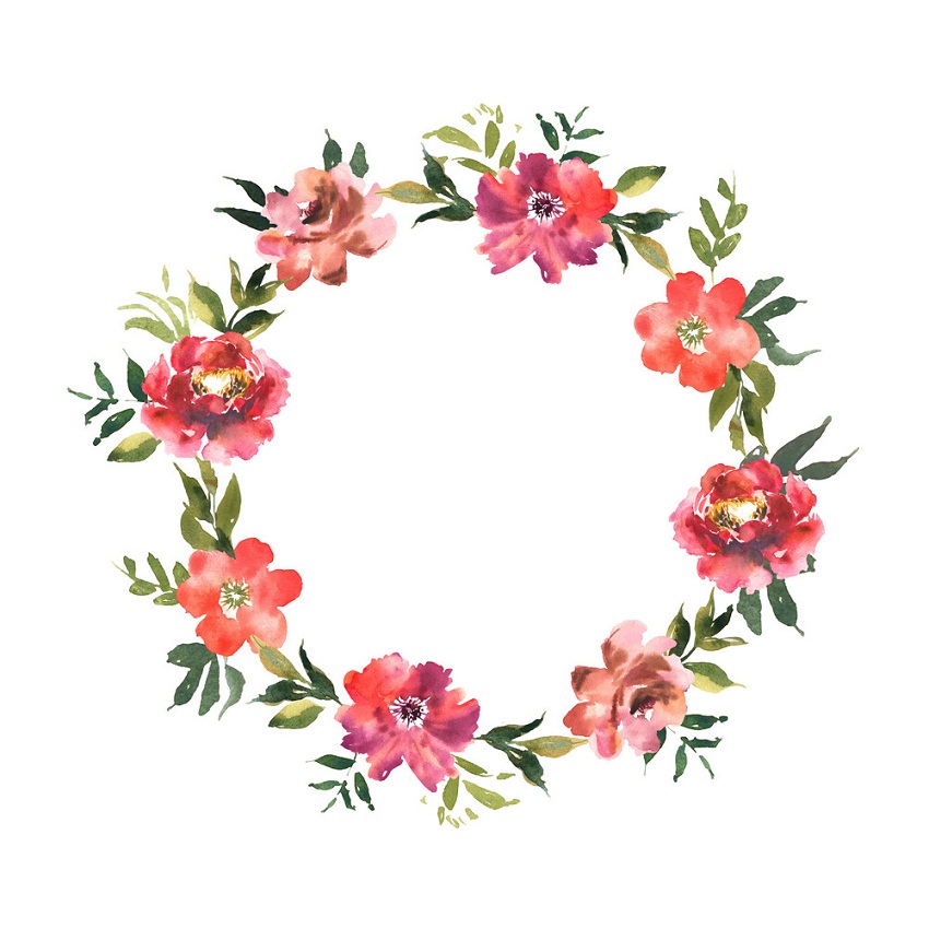 watercolor wreath with flowers