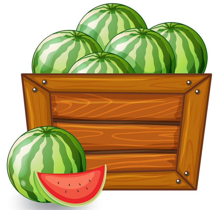 watermelons in a wooden container