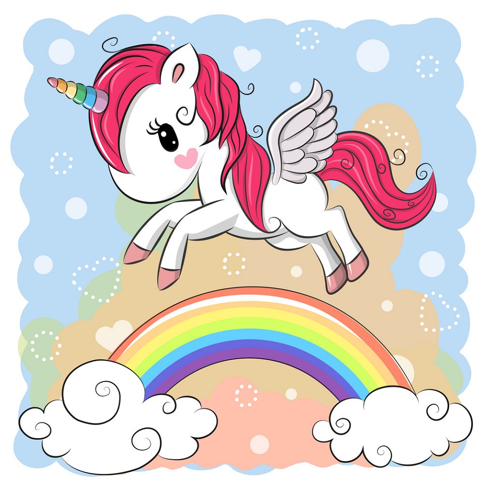 winged unicorn with rainbow