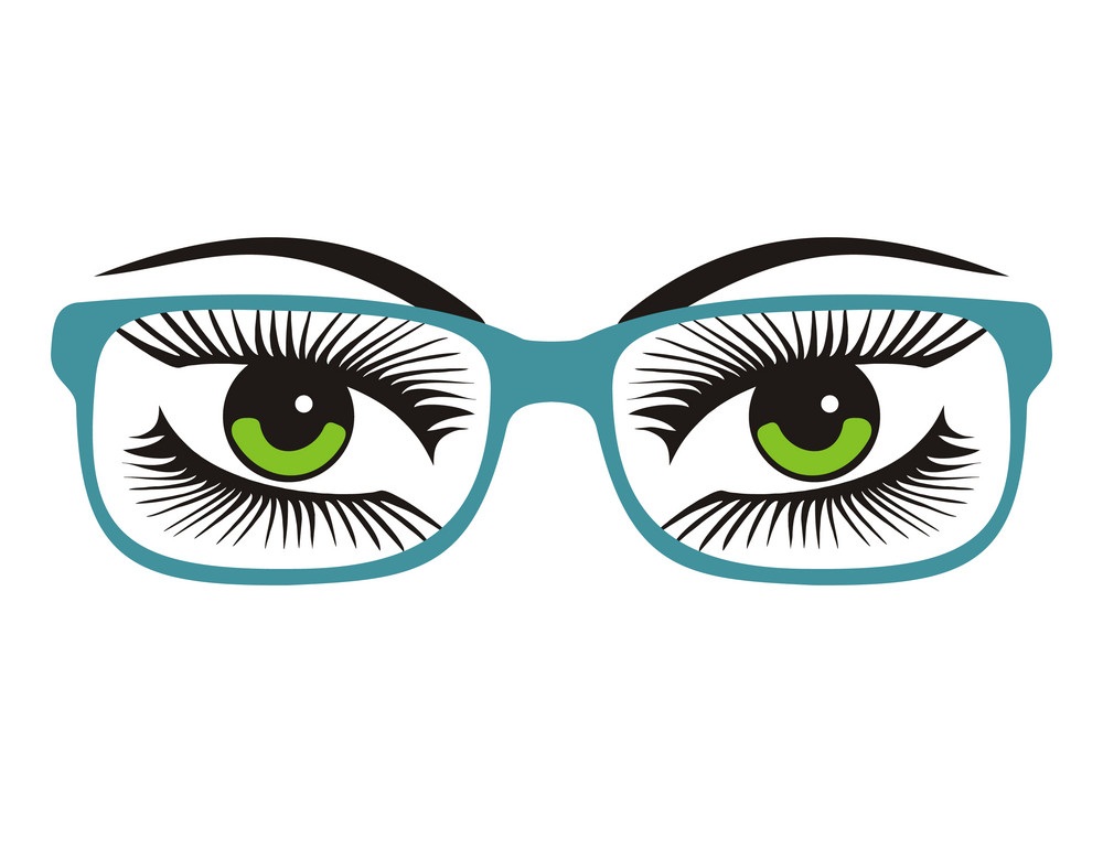 woman green eyes with glasses