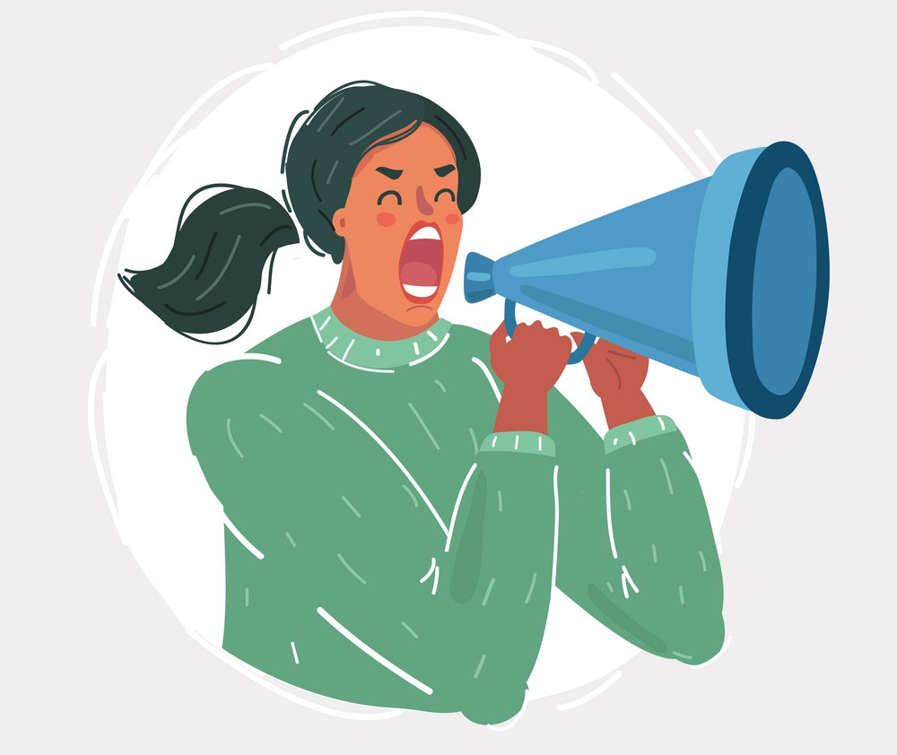woman shout out with megaphone