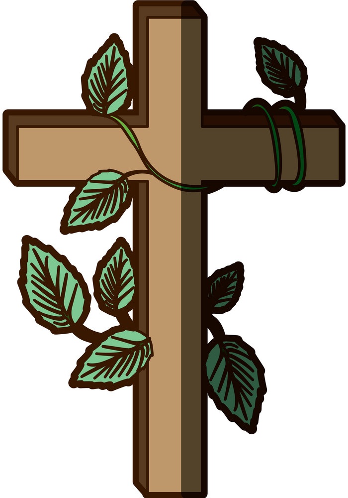 wooden cross with creeper