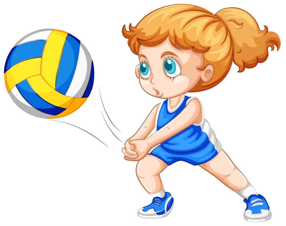 Young girl playing volleyball