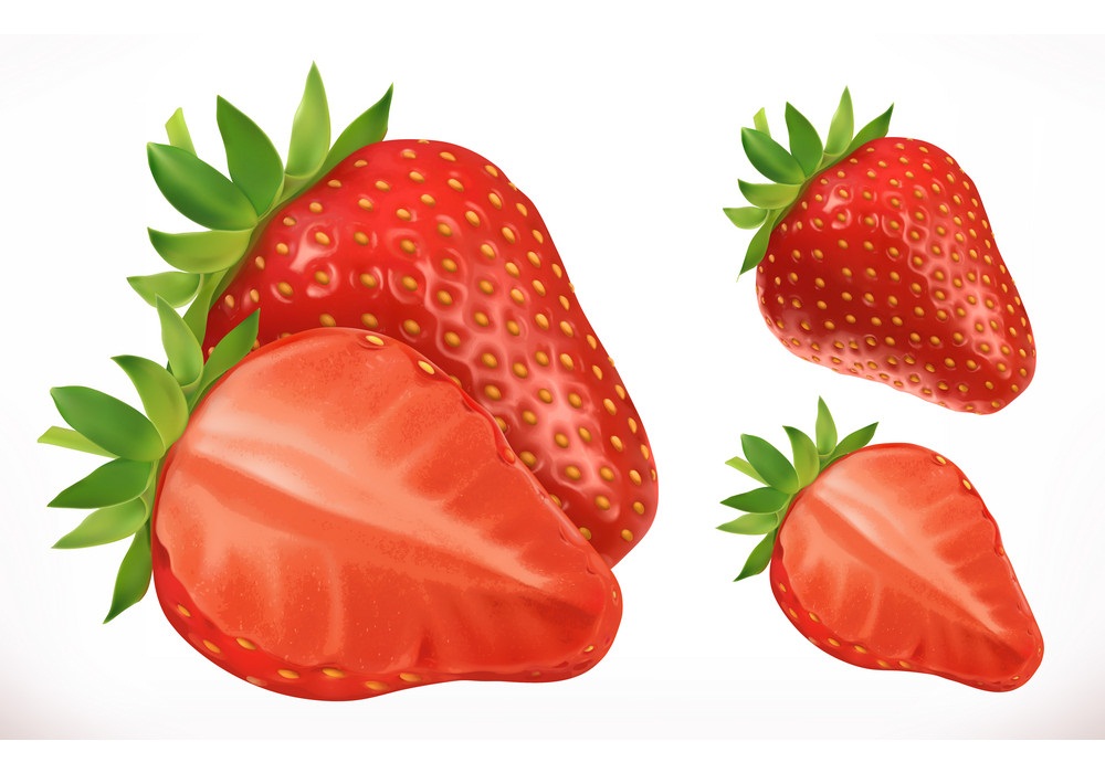 3d realistic strawberries