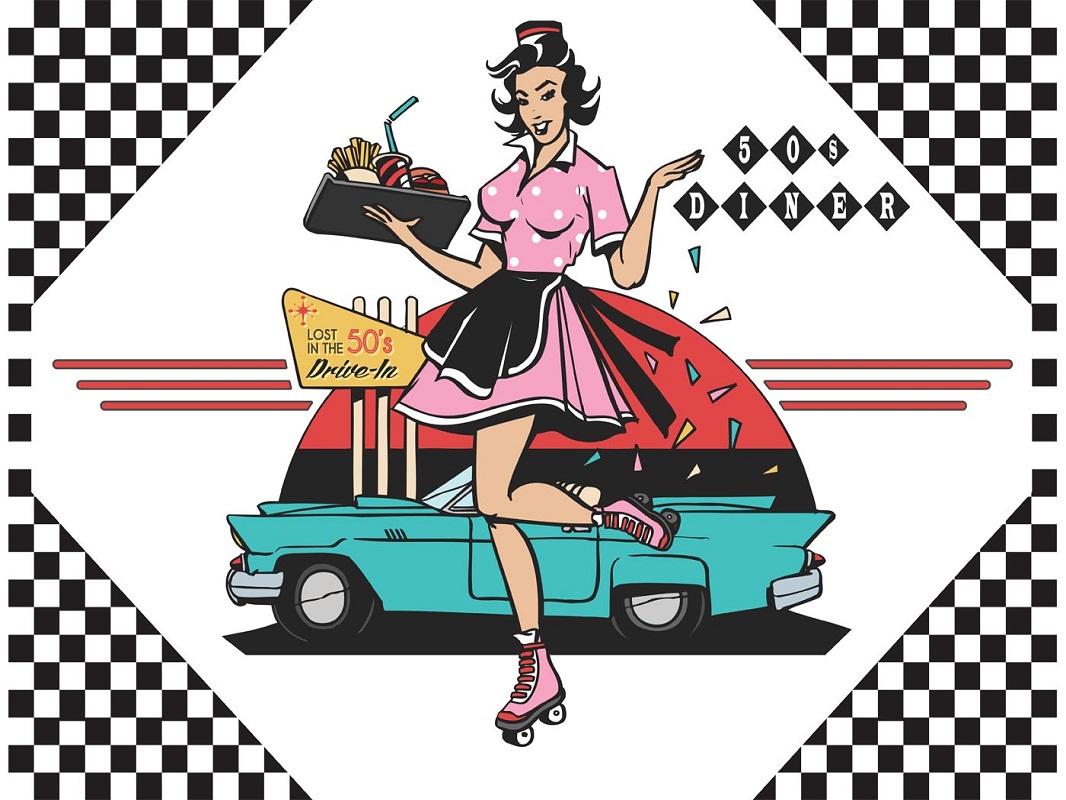 50s diner drive in waitress