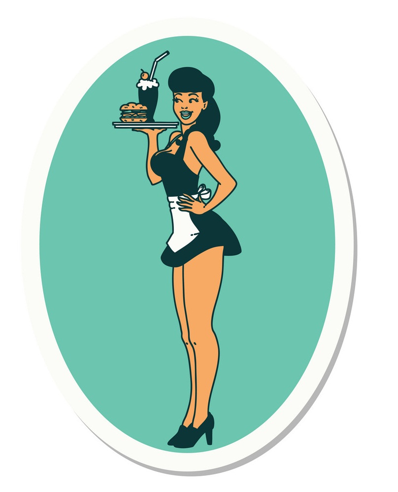 50s diner waitress sticker 1
