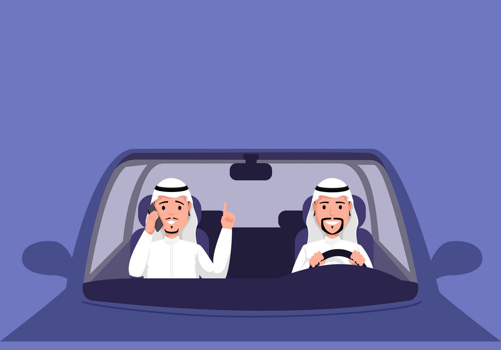 arab thawb man driving