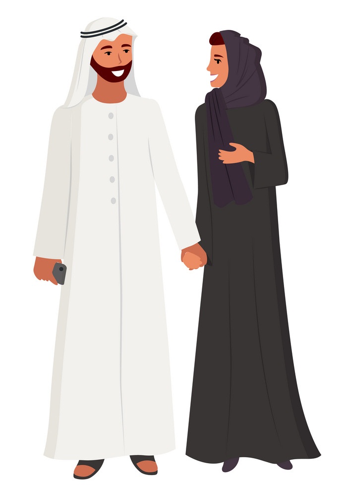 arabic man and woman in thawb