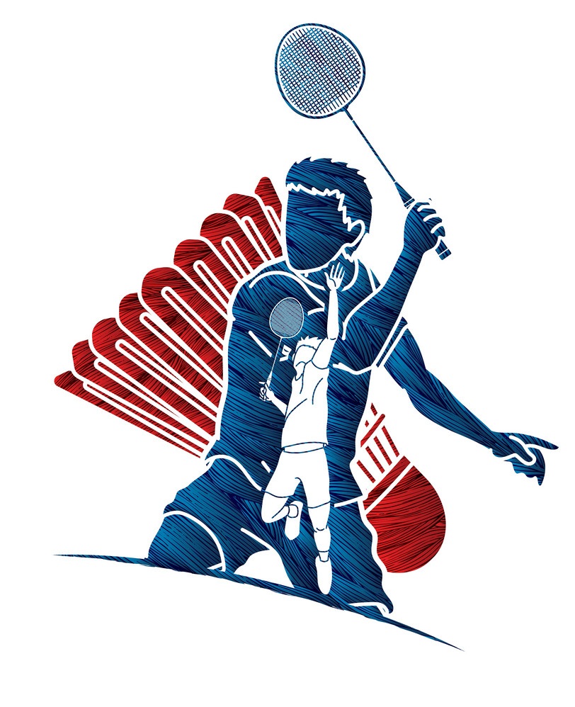 badminton player action graphic