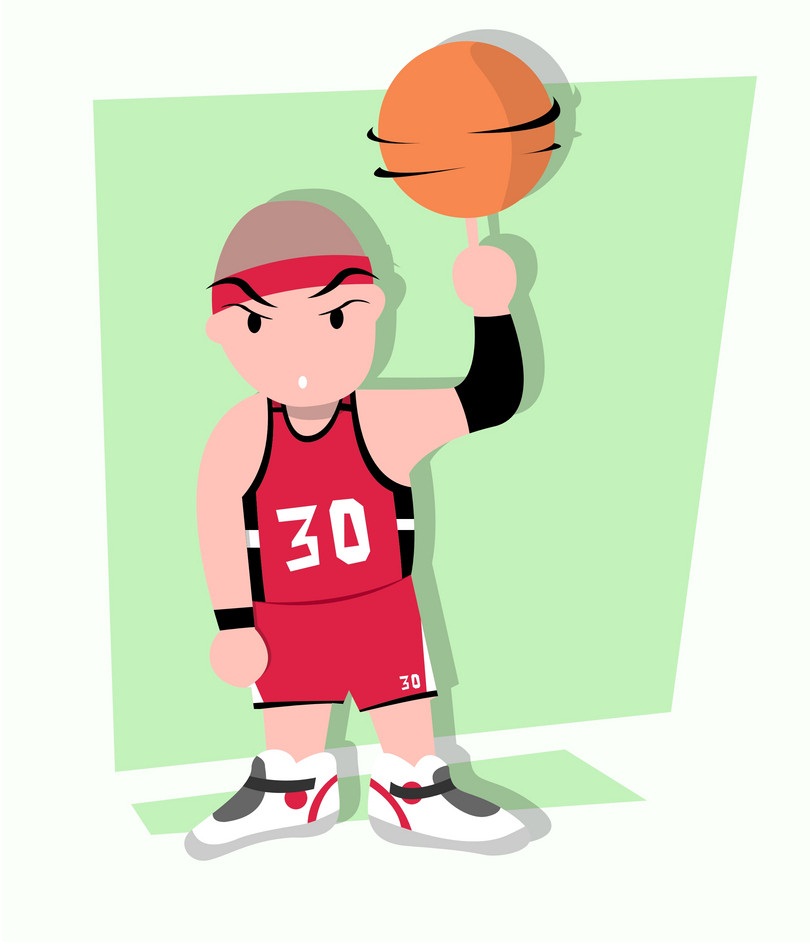 basketnall player with spinning ball