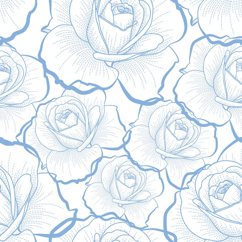 blue roses outline