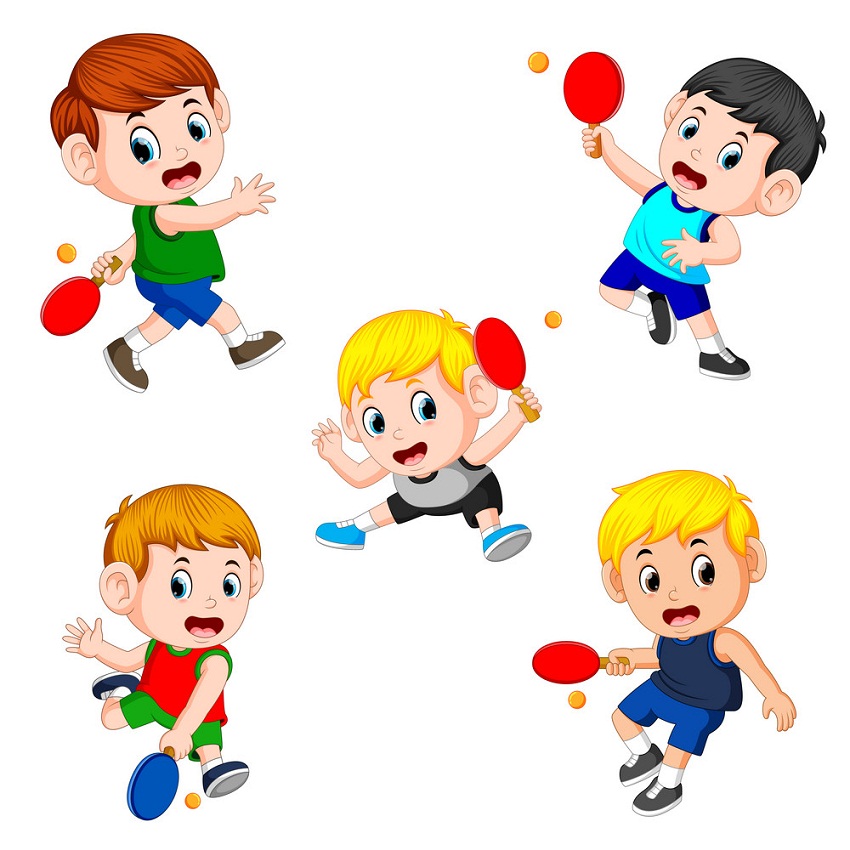 boys playing table tennis set