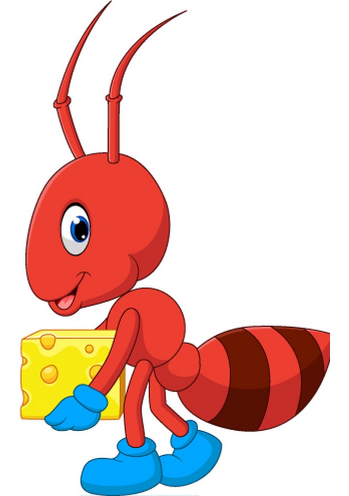 cartoon ant with cheese