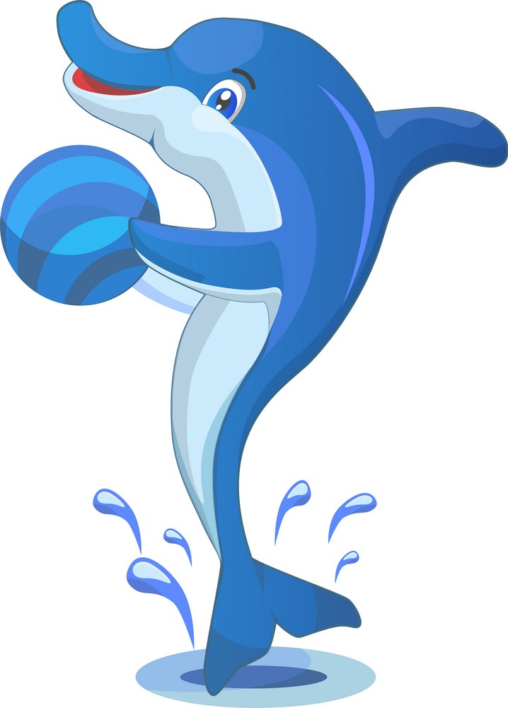 cartoon dolphin with a ball