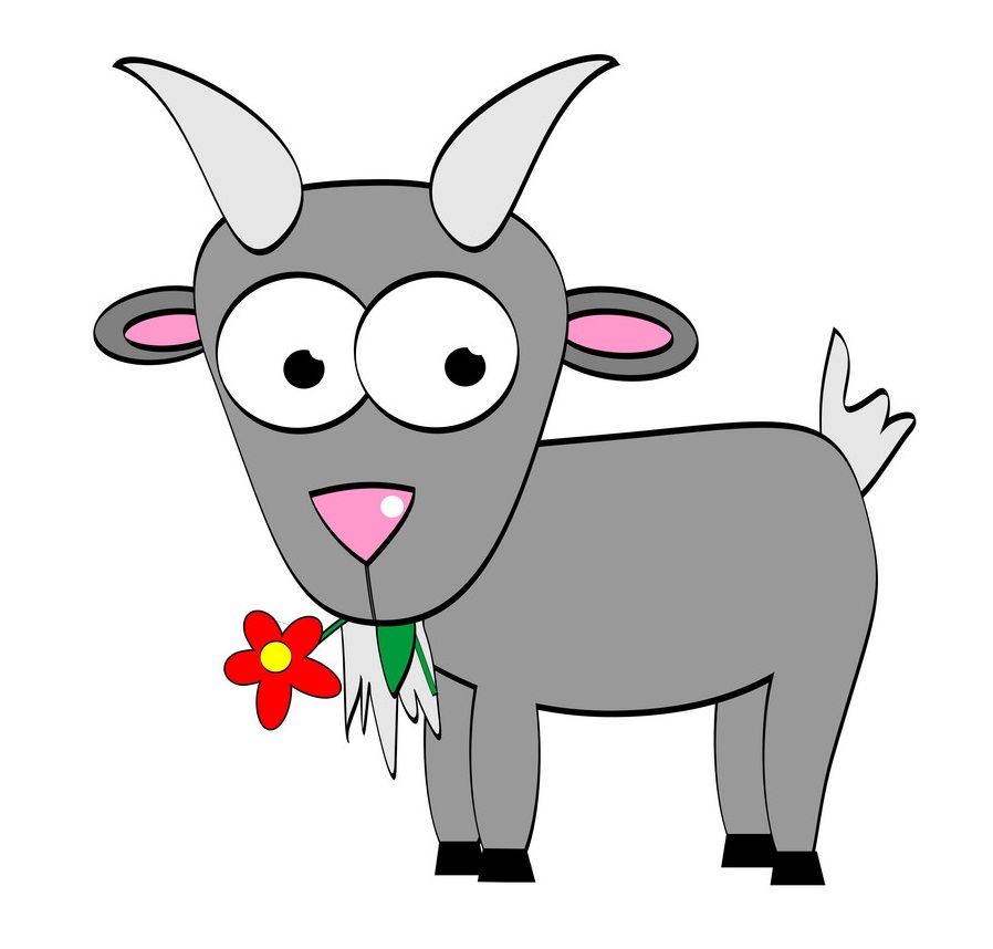 cartoon goat eating flower