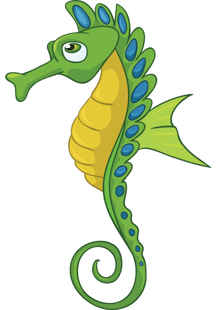 cartoon green seahorse