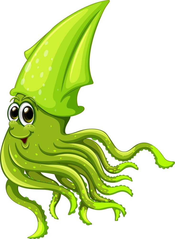 cartoon green squid