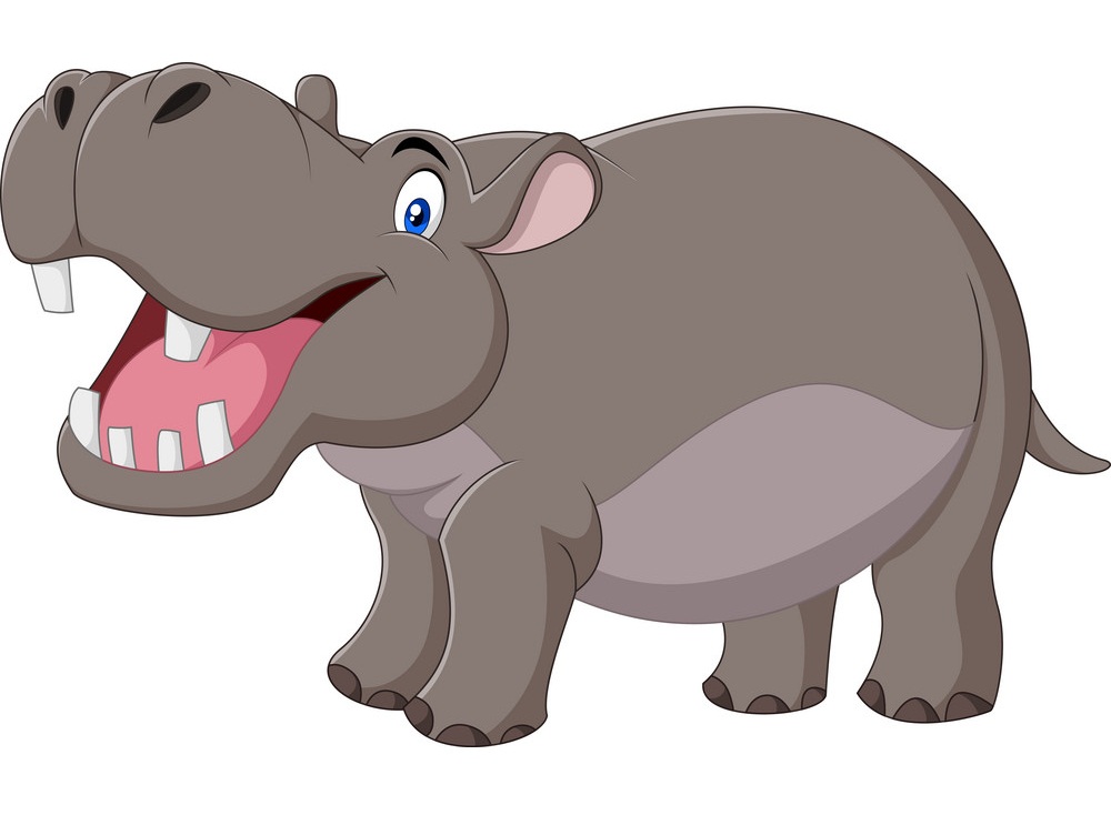 cartoon hippo with open mouth