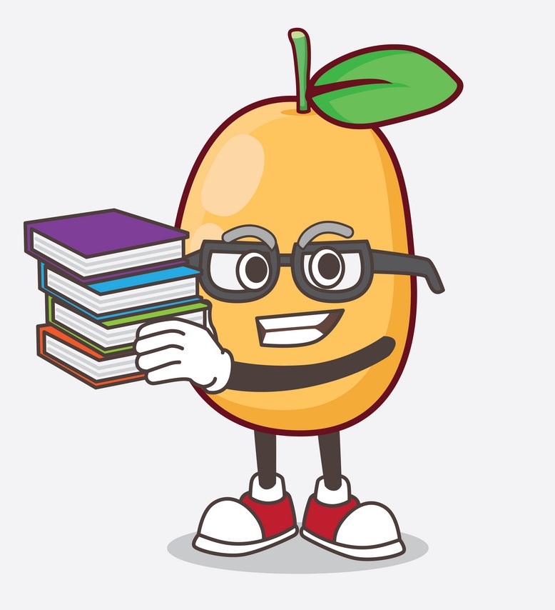 cartoon kumquat studying