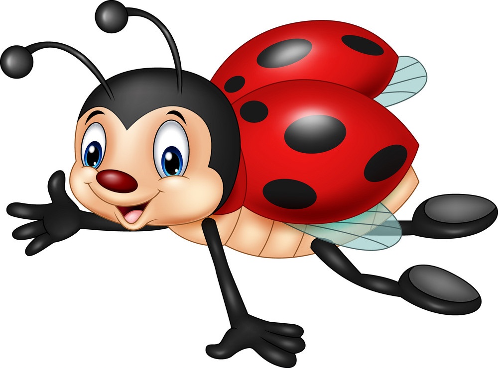 cartoon ladybug flying and smiling