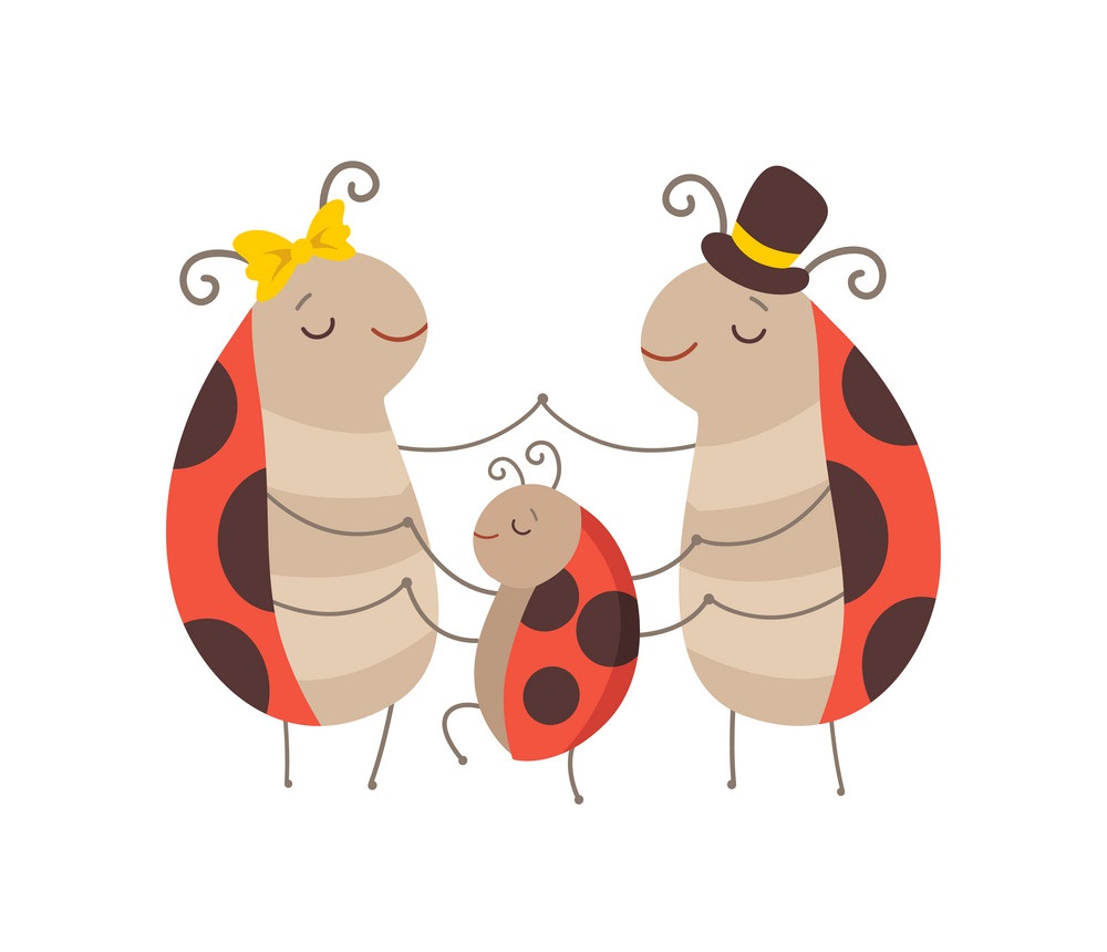 cartoon ladybugs family