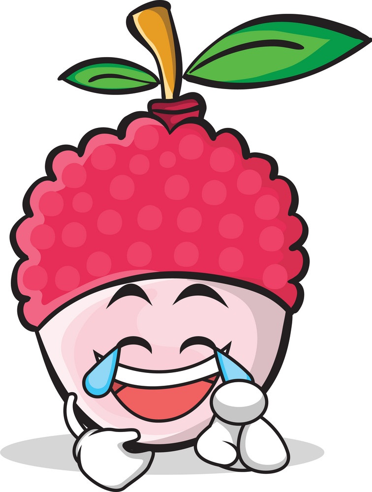 cartoon lychee with joy face
