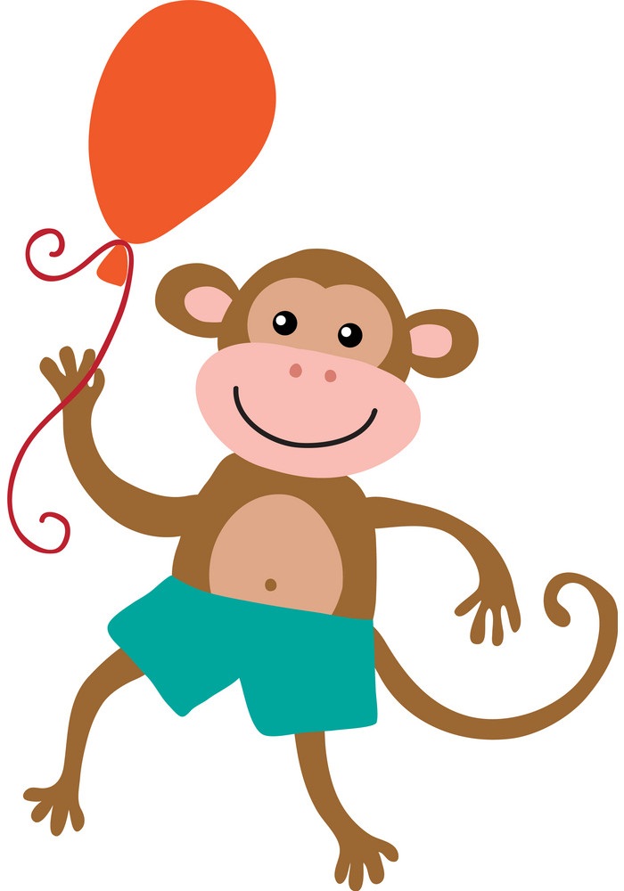cartoon monkey with a balloon
