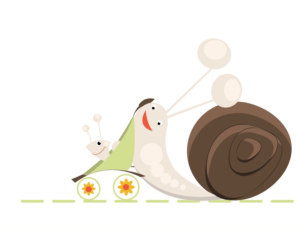 cartoon mother and baby snail