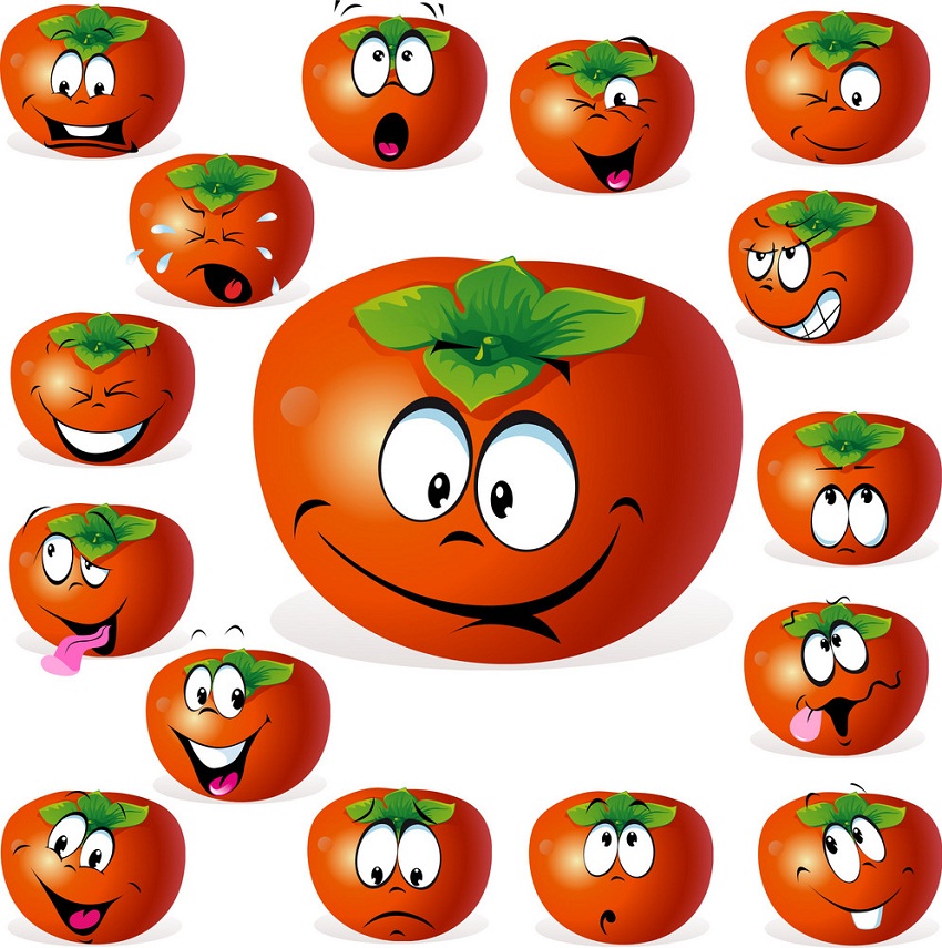 cartoon persimmon with many expressions