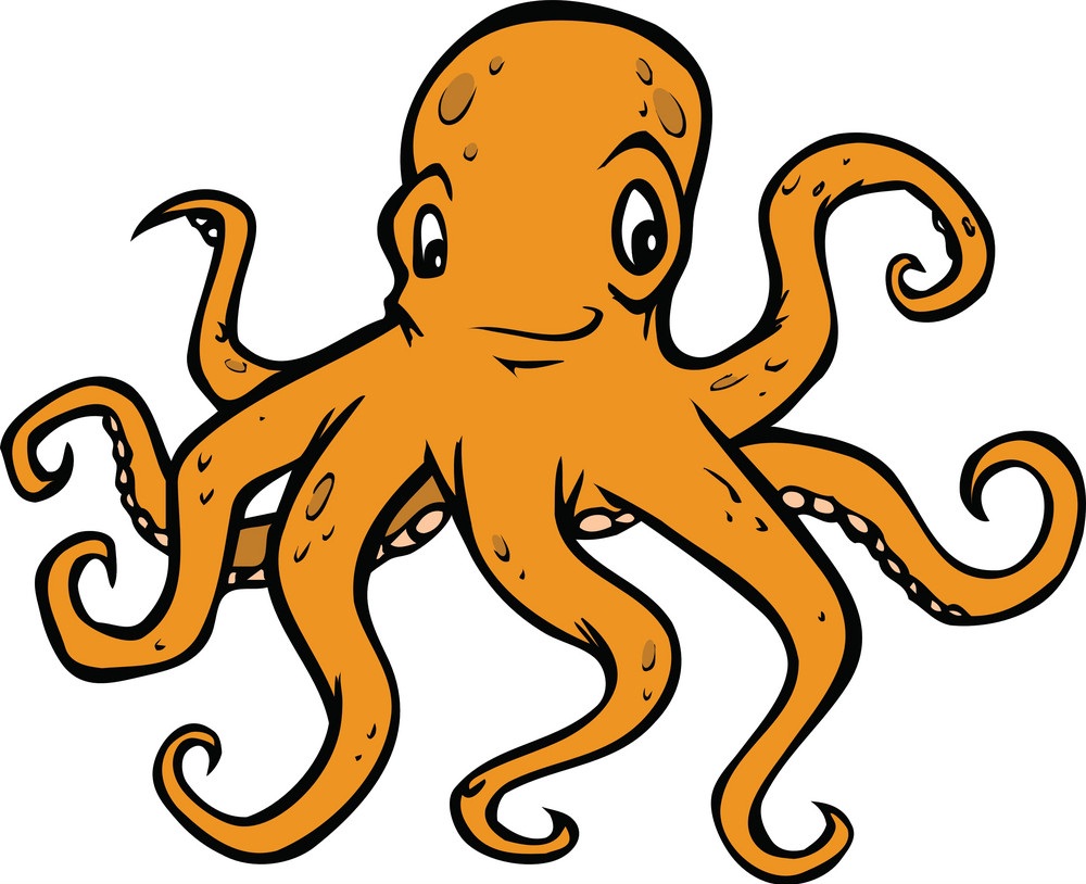 cartoon porange octopus