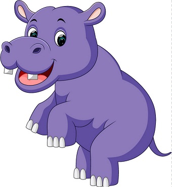cartoon purple hippo standing
