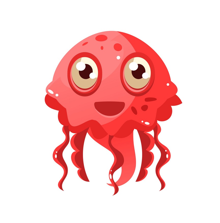 cartoon red jellyfish