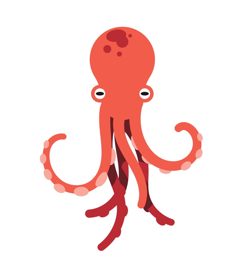 cartoon red octopus