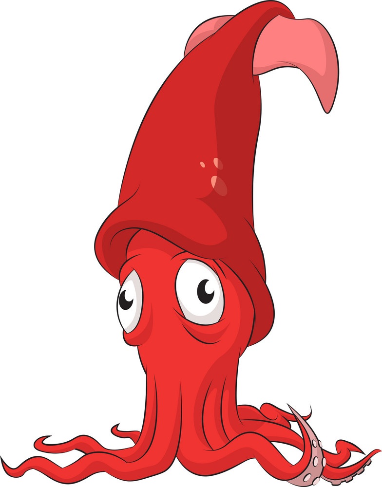 cartoon red squid