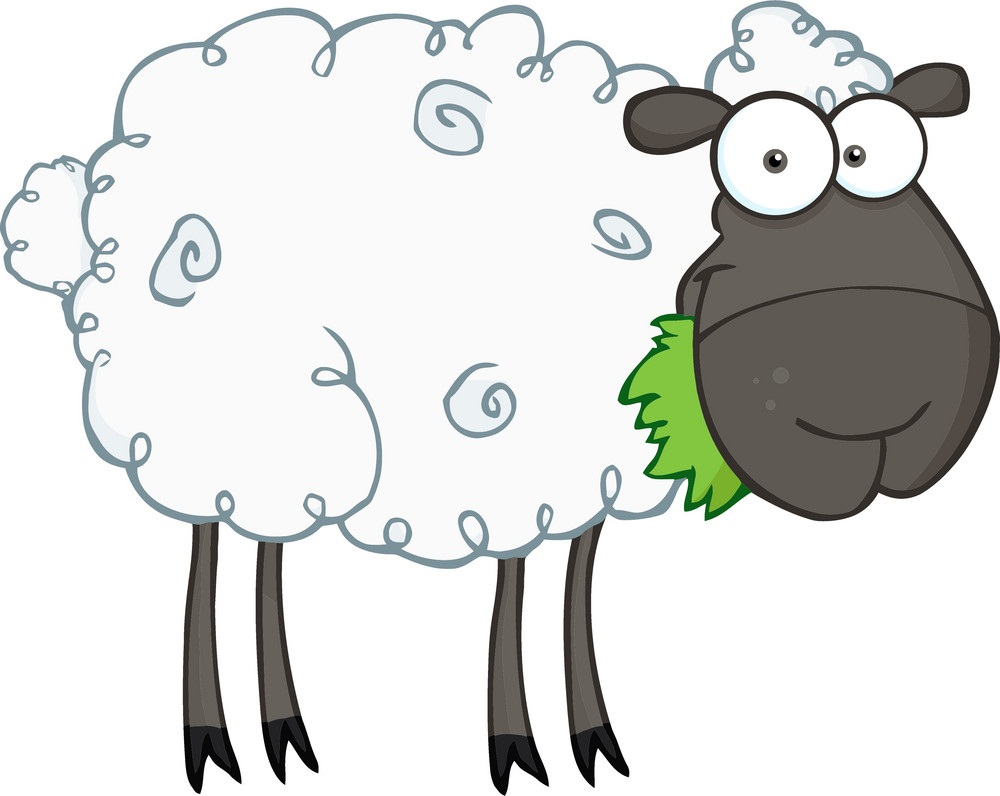 cartoon sheep eating grass