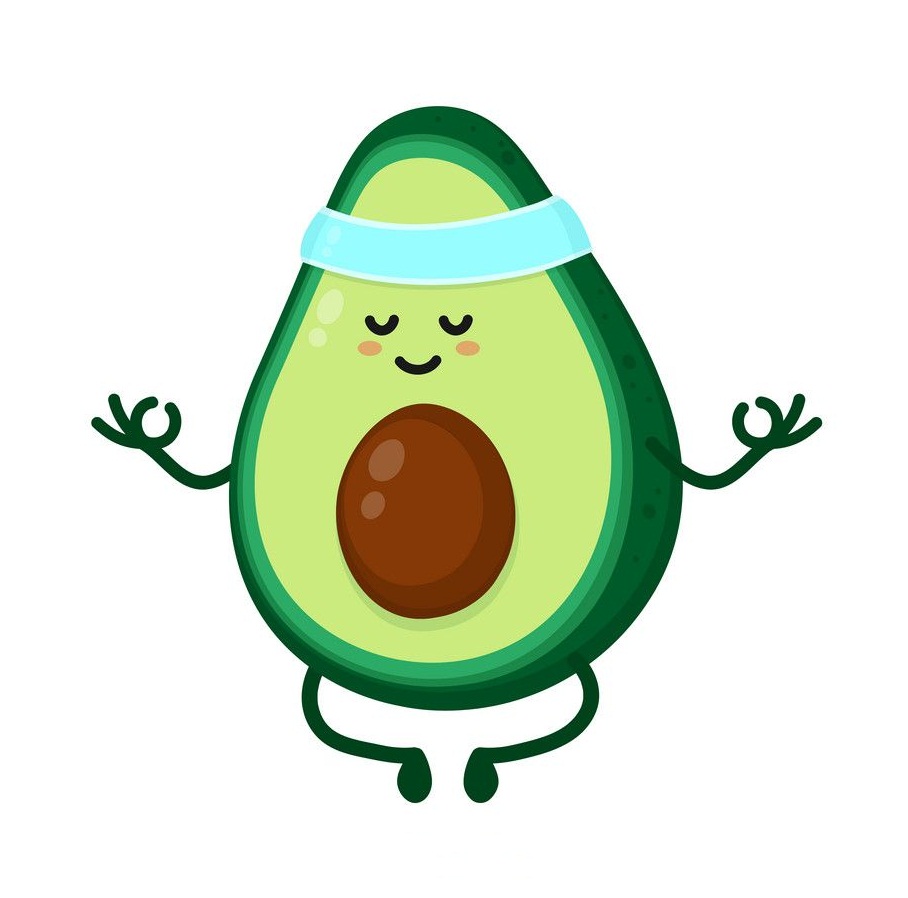 cute avocado doing yoga