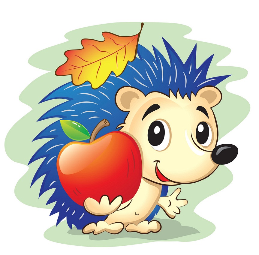 cute hedgehog with an apple