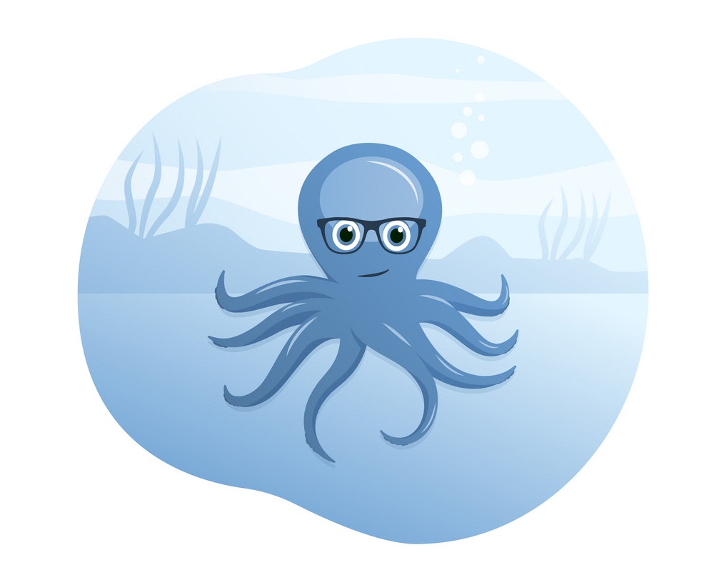 cute octopus wearing glasses