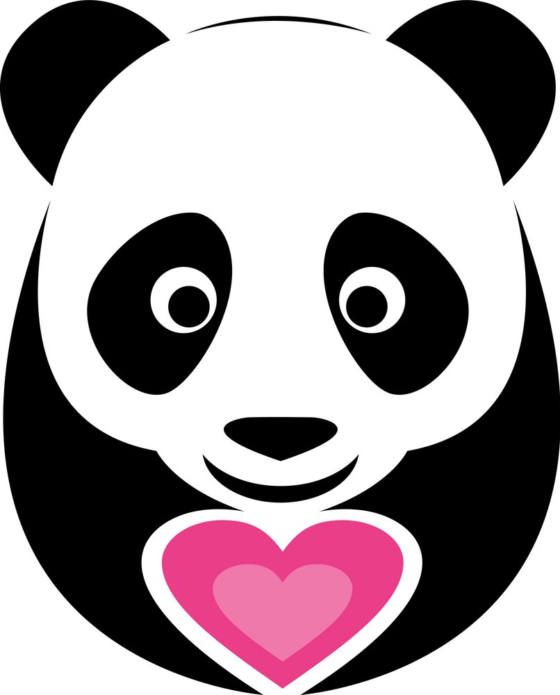 cute panda with heart
