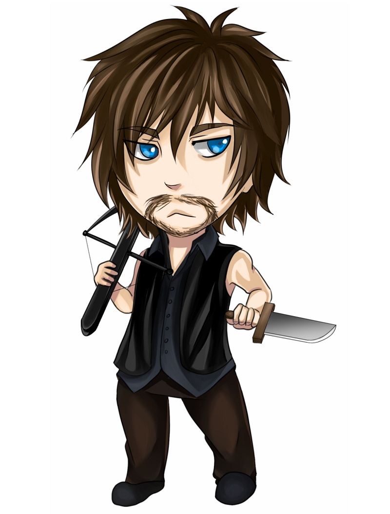 daryl with knife and crossbow
