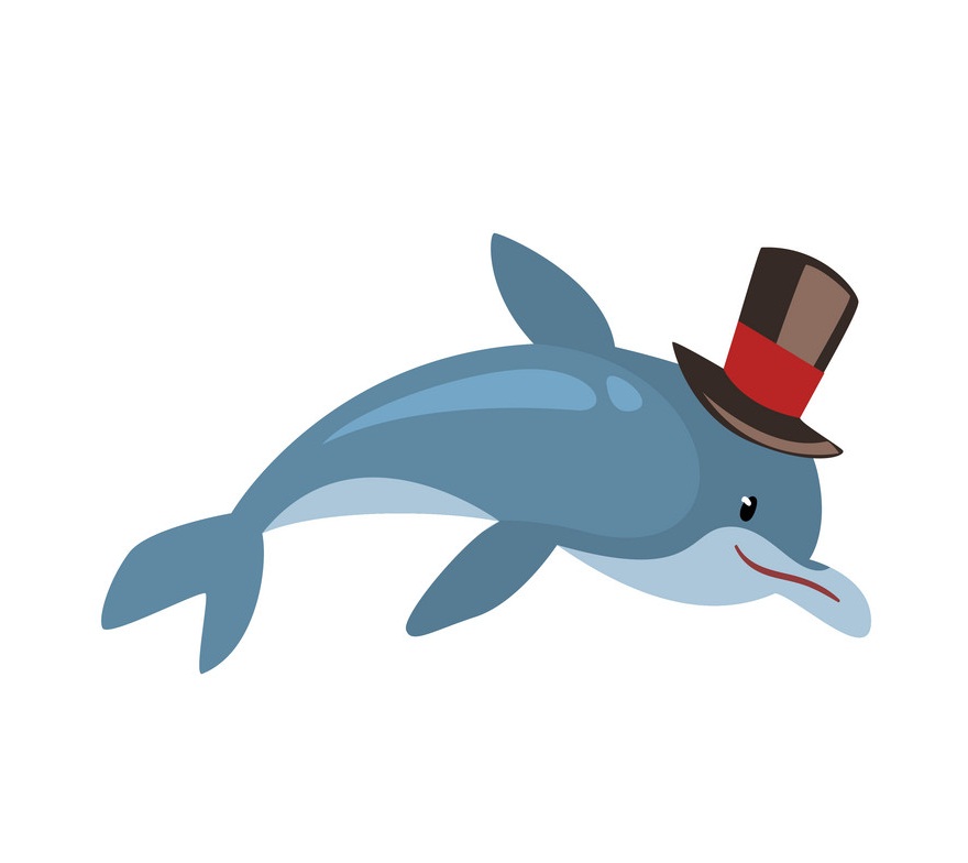 dolphin wearing top hat