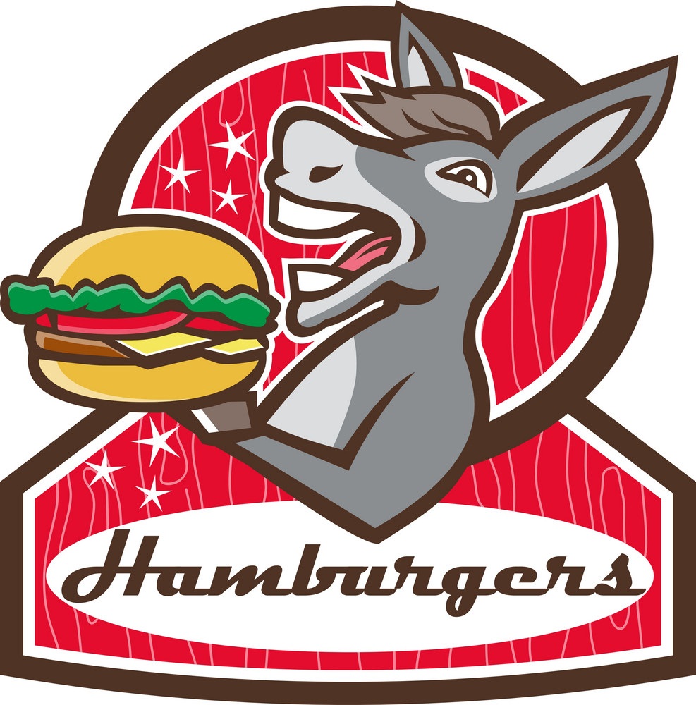 donkey serving burger 50s diner