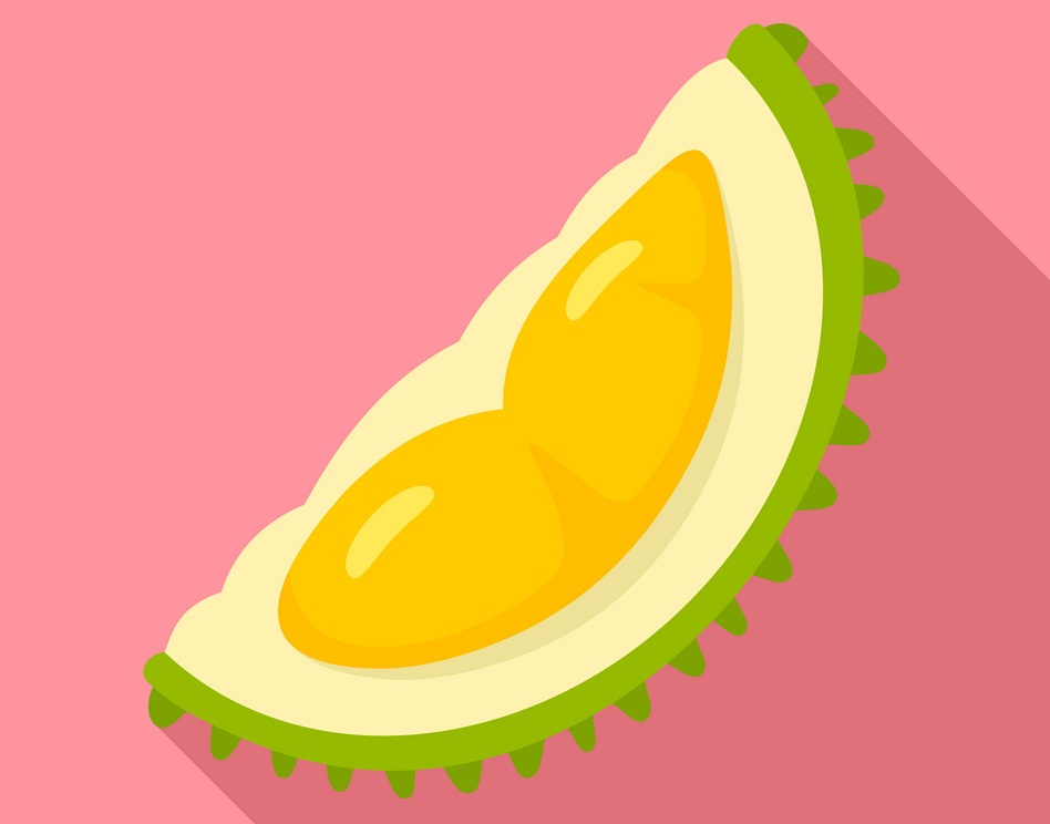 durian piece icon on pink background
