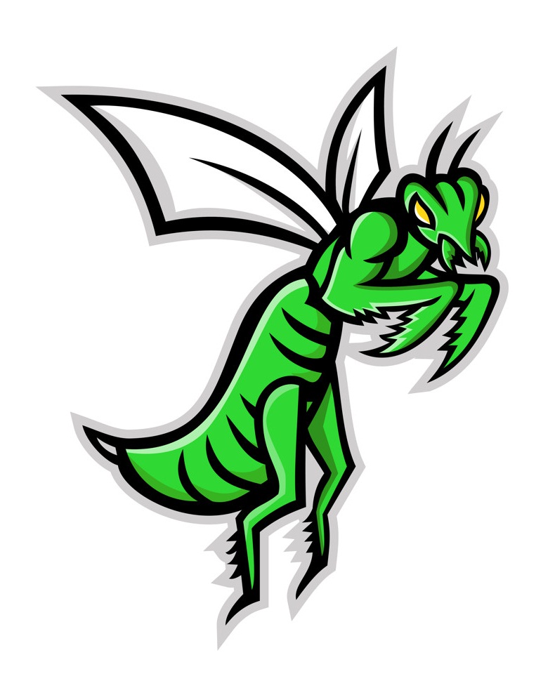 flying praying mantis mascot